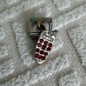 Silver and Red Gemstone Charm